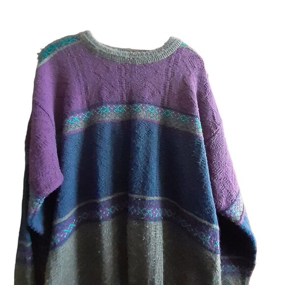 Vintage Reed St James Geometric Knit Sweater Grandpa Purple USA Made SIZE L - Picture 4 of 11